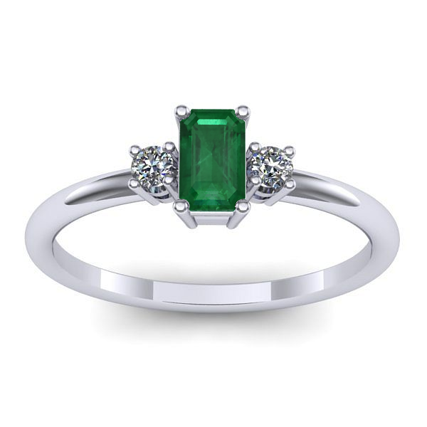Inel de logodna cu smarald dreptunghiular