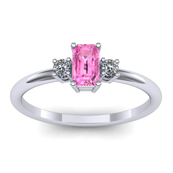 Inel cu safir roz dreptunghiular