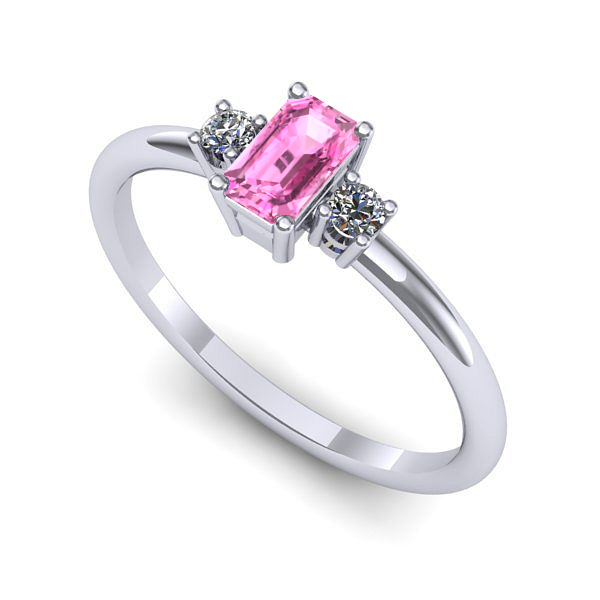 Inel de logodna din aur alb cu safir roz