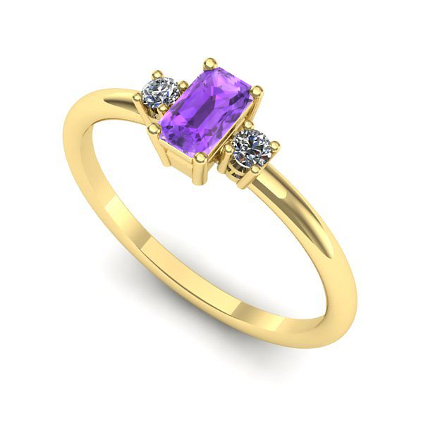 Inel de logodna din aur galben cu ametist