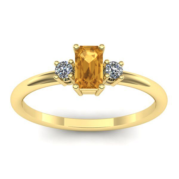 Inel logodna cu citrin dreptunghiular