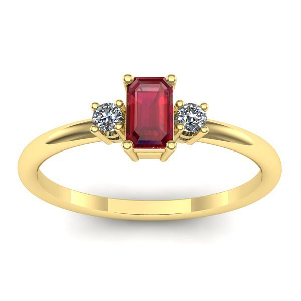 Inel cu rubin dreptunghiular