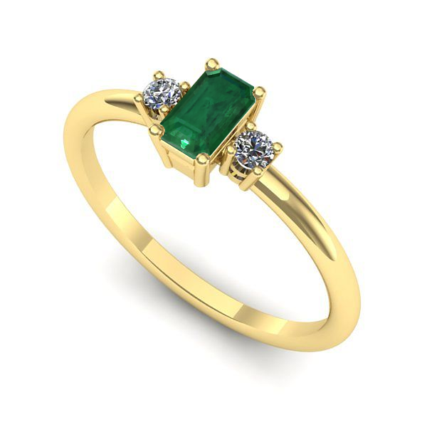 Inel logodna din aur galben cu smarald