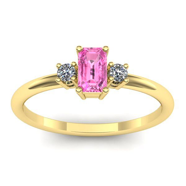 Inel cu safir roz dreptunghiular