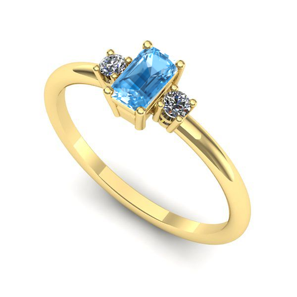 Inel de logodna din aur galben cu topaz blue