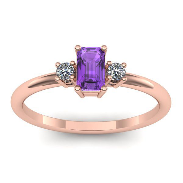 Inel cu ametist dreptunghiular