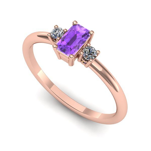 Inel logodna din aur roz cu ametist