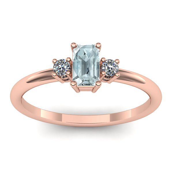 Inel logodna cu aquamarin dreptunghiular