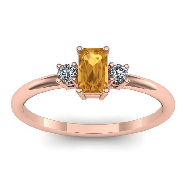 Inel cu citrin dreptunghiular