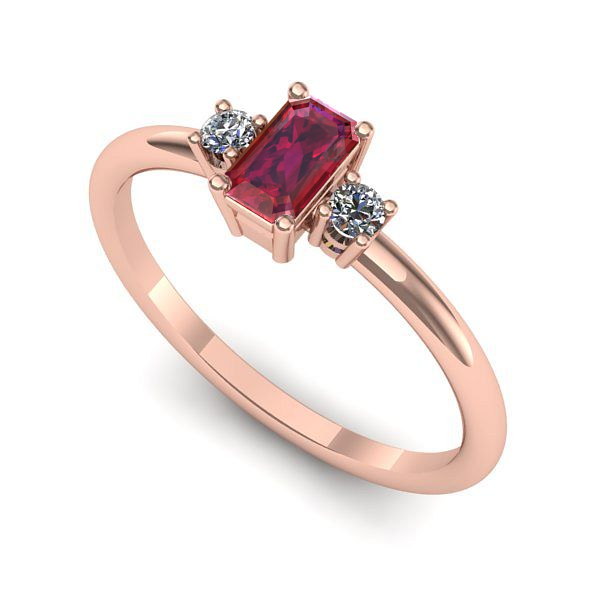 Inel din aur roz cu rubin