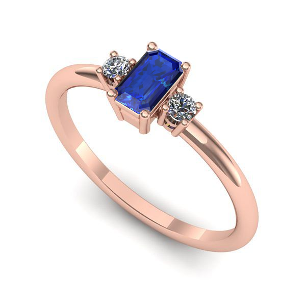 Inel de logodna din aur roz cu safir