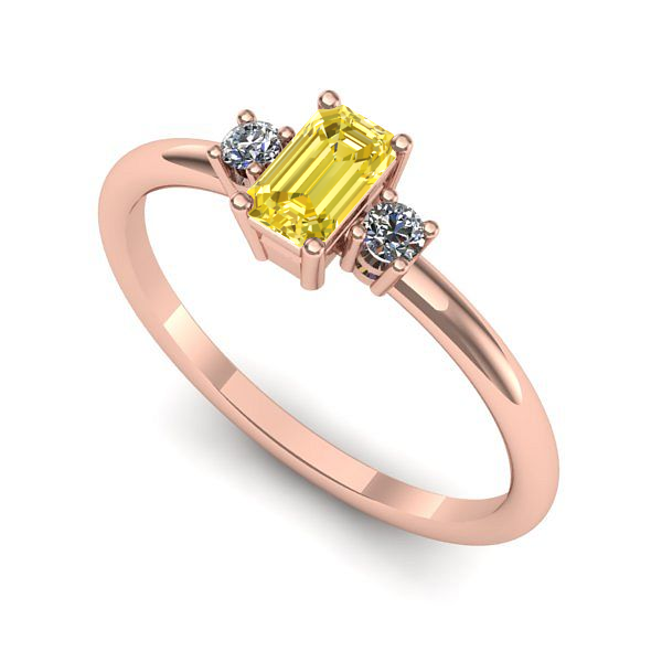 Inel de logodna din aur roz cu safir galben