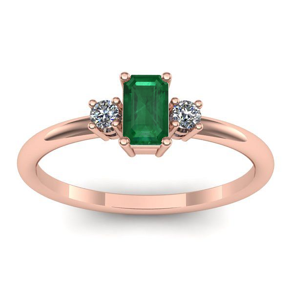 Inel cu smarald dreptunghiular