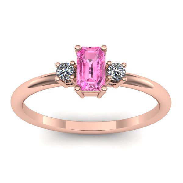 Inel cu safir roz dreptunghiular