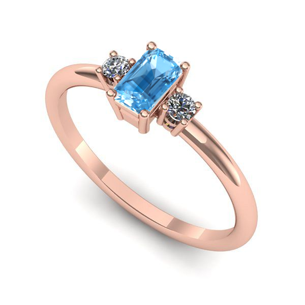 Inel logodna din aur roz cu topaz blue