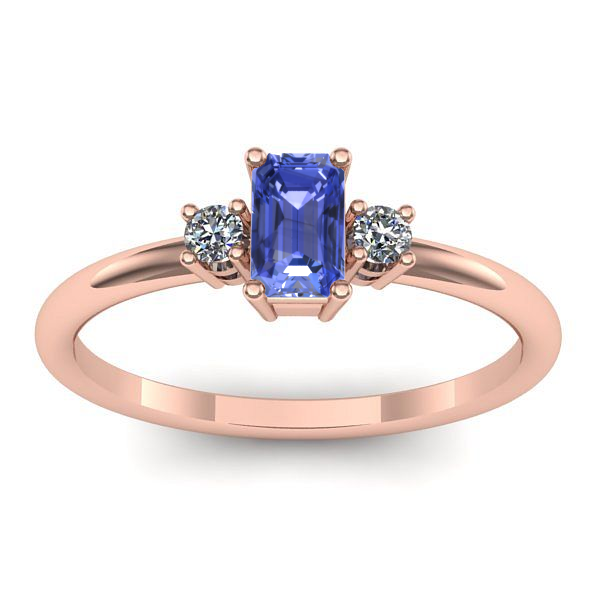 Inel de logodna cu tanzanit dreptunghiular