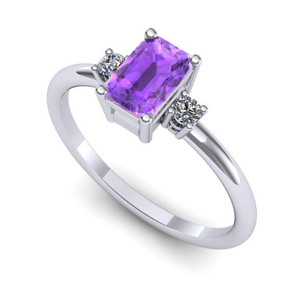 Inel din aur alb cu ametist