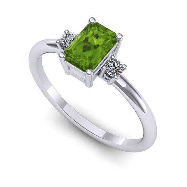 Inel logodna din aur alb cu peridot