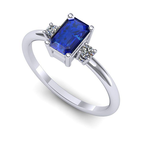 Inel logodna din aur alb cu safir