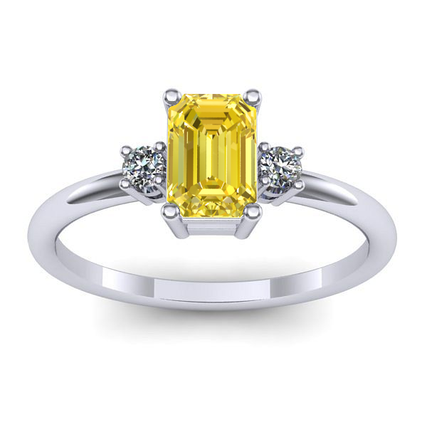 Inel logodna cu safir galben dreptunghiular