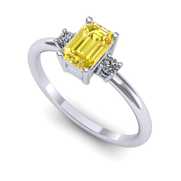 Inel din aur alb cu safir galben