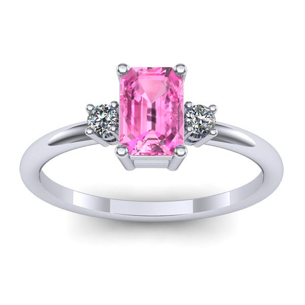 Inel cu safir roz dreptunghiular