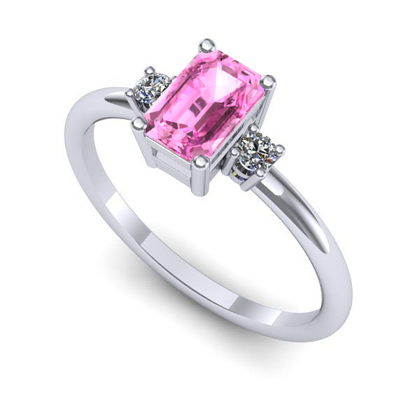 Inel de logodna din aur alb cu safir roz