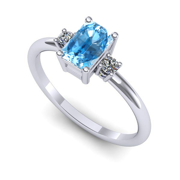 Inel din aur alb cu topaz blue