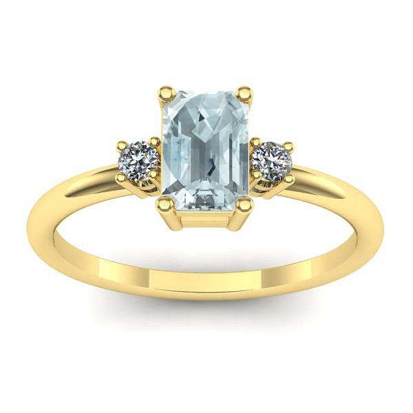 Inel logodna cu aquamarin dreptunghiular