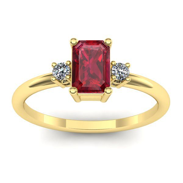 Inel de logodna cu rubin dreptunghiular