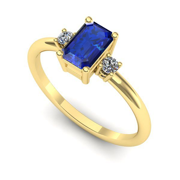 Inel logodna din aur galben cu safir