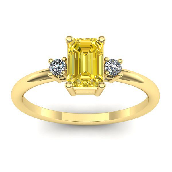 Inel logodna cu safir galben dreptunghiular