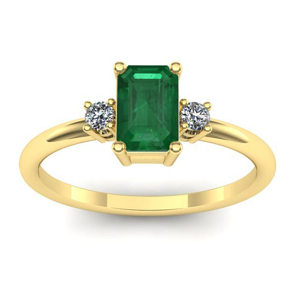 Inel logodna cu smarald dreptunghiular