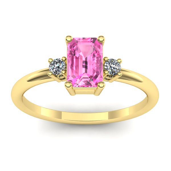 Inel logodna cu safir roz dreptunghiular