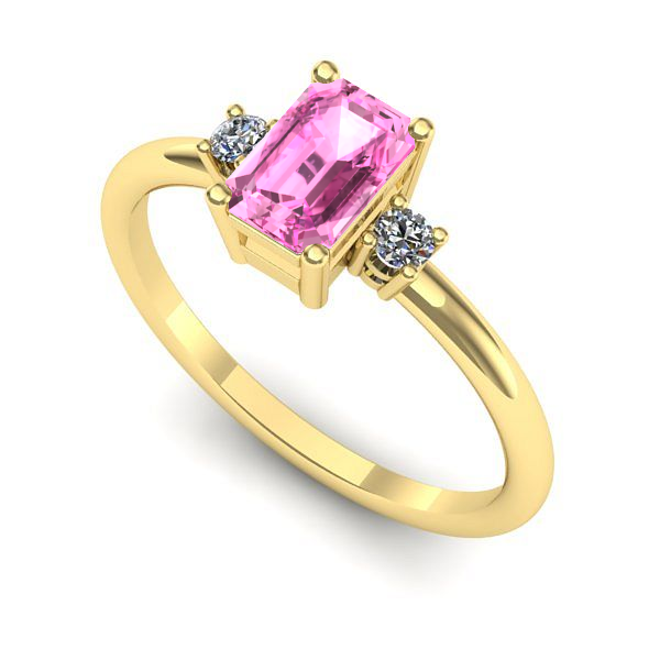 Inel logodna din aur galben cu safir roz