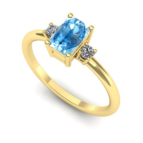 Inel logodna din aur galben cu topaz blue