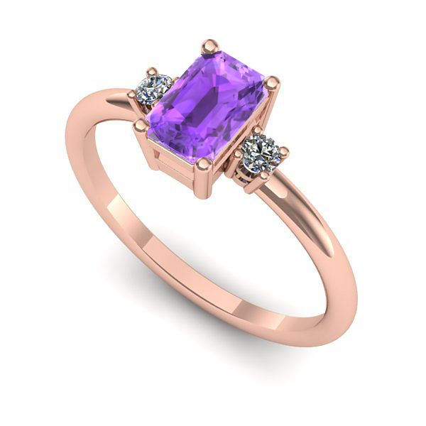 Inel de logodna din aur roz cu ametist