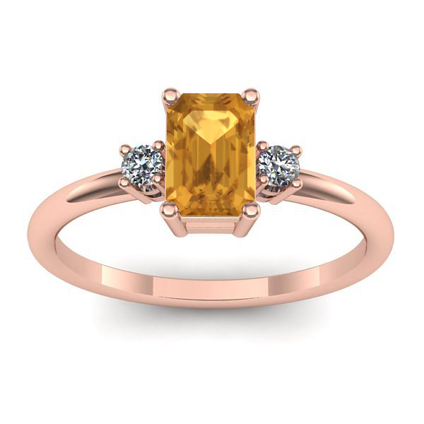 Inel cu citrin dreptunghiular