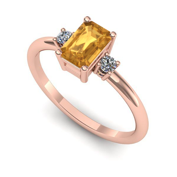 Inel de logodna din aur roz cu citrin