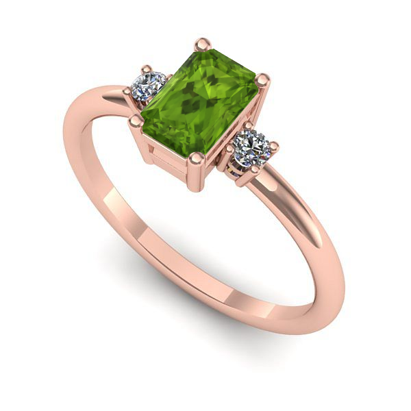 Inel logodna din aur roz cu peridot