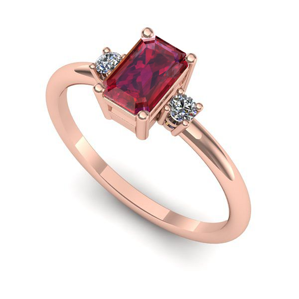 Inel din aur roz cu rubin