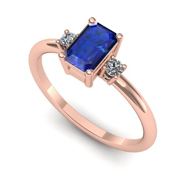 Inel din aur roz cu safir