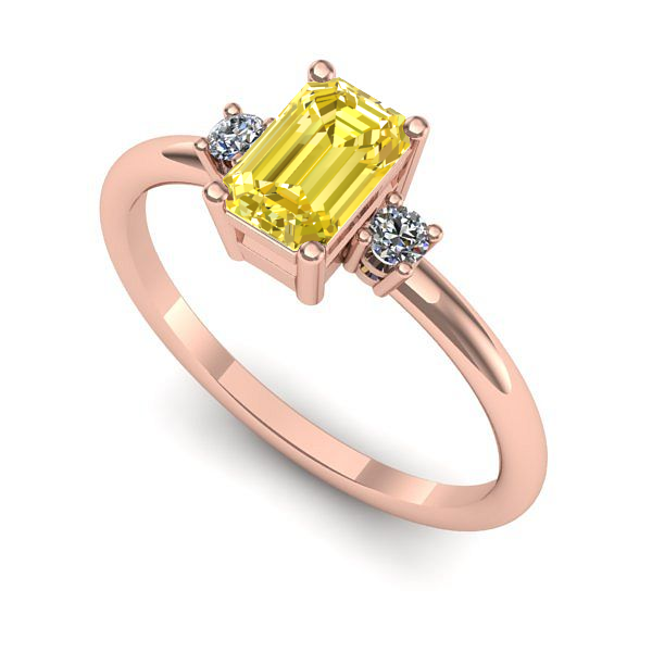 Inel din aur roz cu safir galben