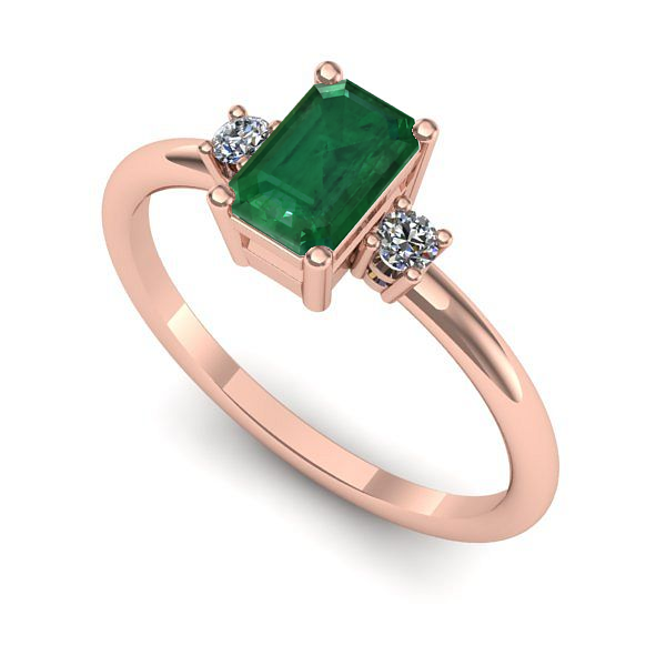 Inel din aur roz cu smarald