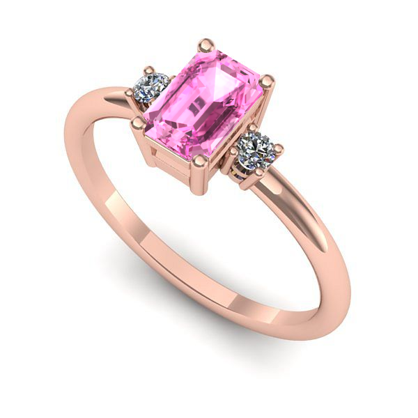 Inel din aur roz cu safir roz