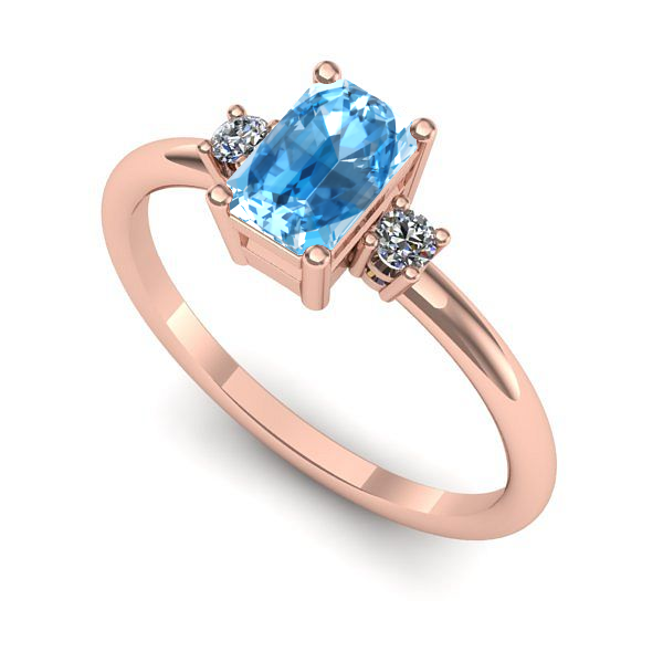 Inel din aur roz cu topaz blue