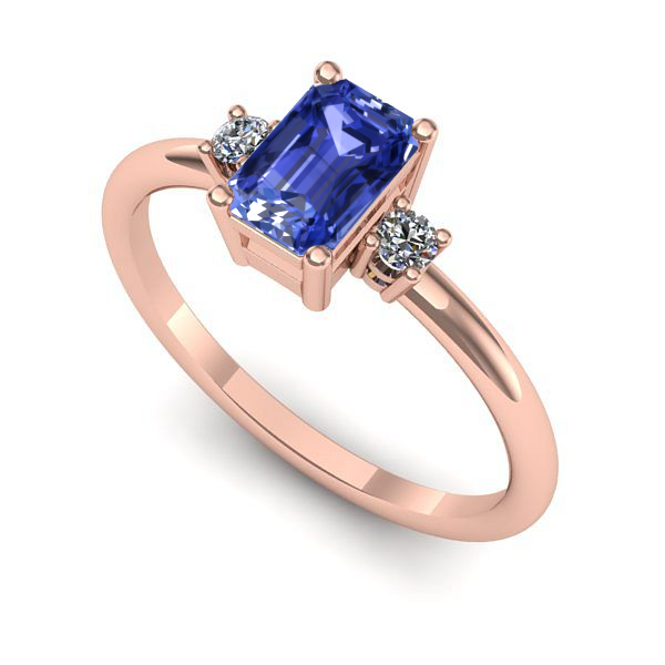Inel logodna din aur roz cu tanzanit