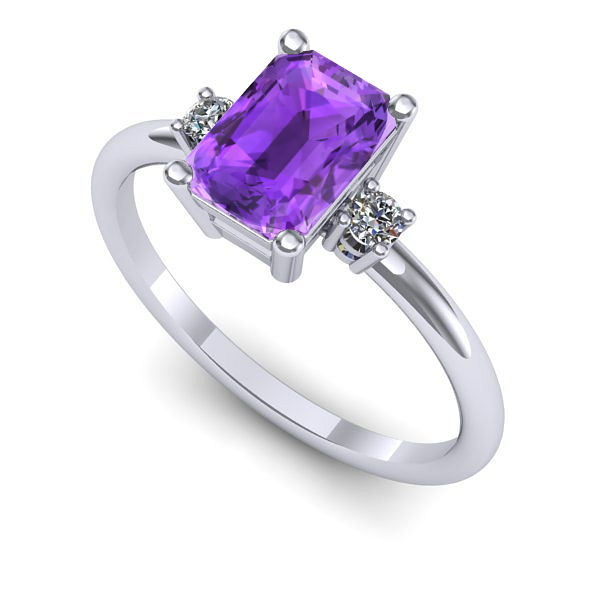 Inel logodna din aur alb cu ametist