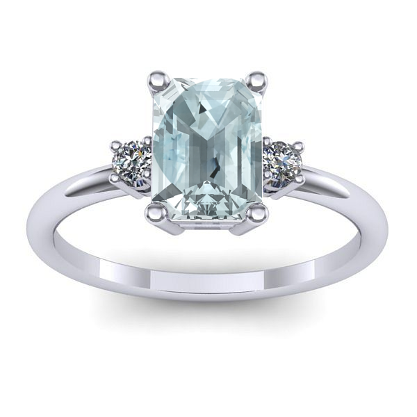 Inel cu aquamarin dreptunghiular