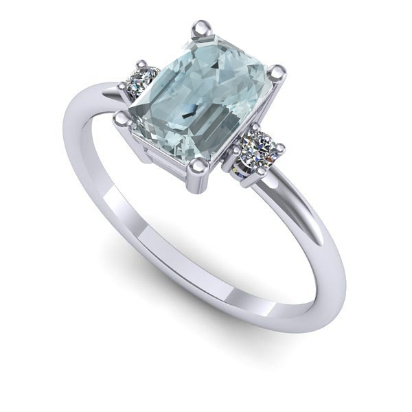 Inel din aur alb cu aquamarin